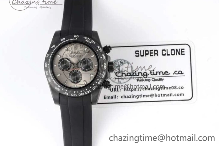 Black Black Rubber Strap on A7750 Best Daytona Ceramic Pusher Black 5GF Edition Dial Gray 0825